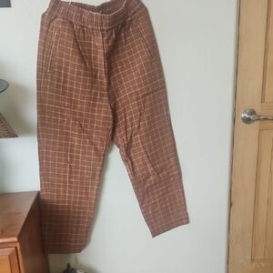 Madewell Small Brown With Square Desings Pants With Pockets